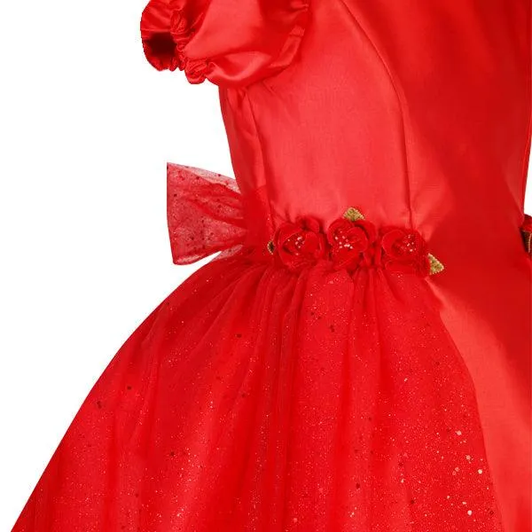 GIRLS RED MIKADO DRESS