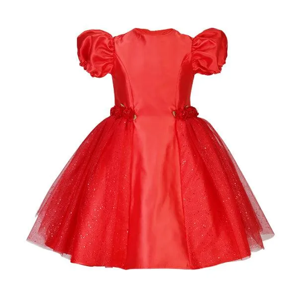 GIRLS RED MIKADO DRESS