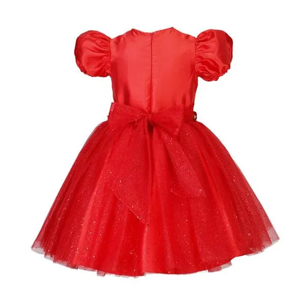 GIRLS RED MIKADO DRESS