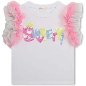 Girls White Short Sleeve Tulle T-Shirt