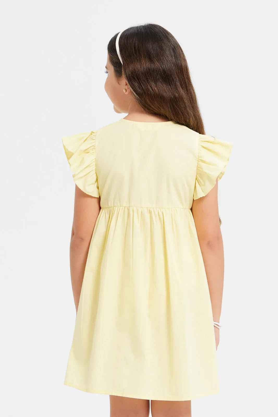 Girls Yellow Flare Sleeves Dress