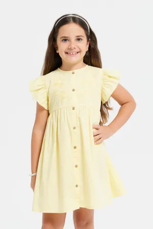 Girls Yellow Flare Sleeves Dress