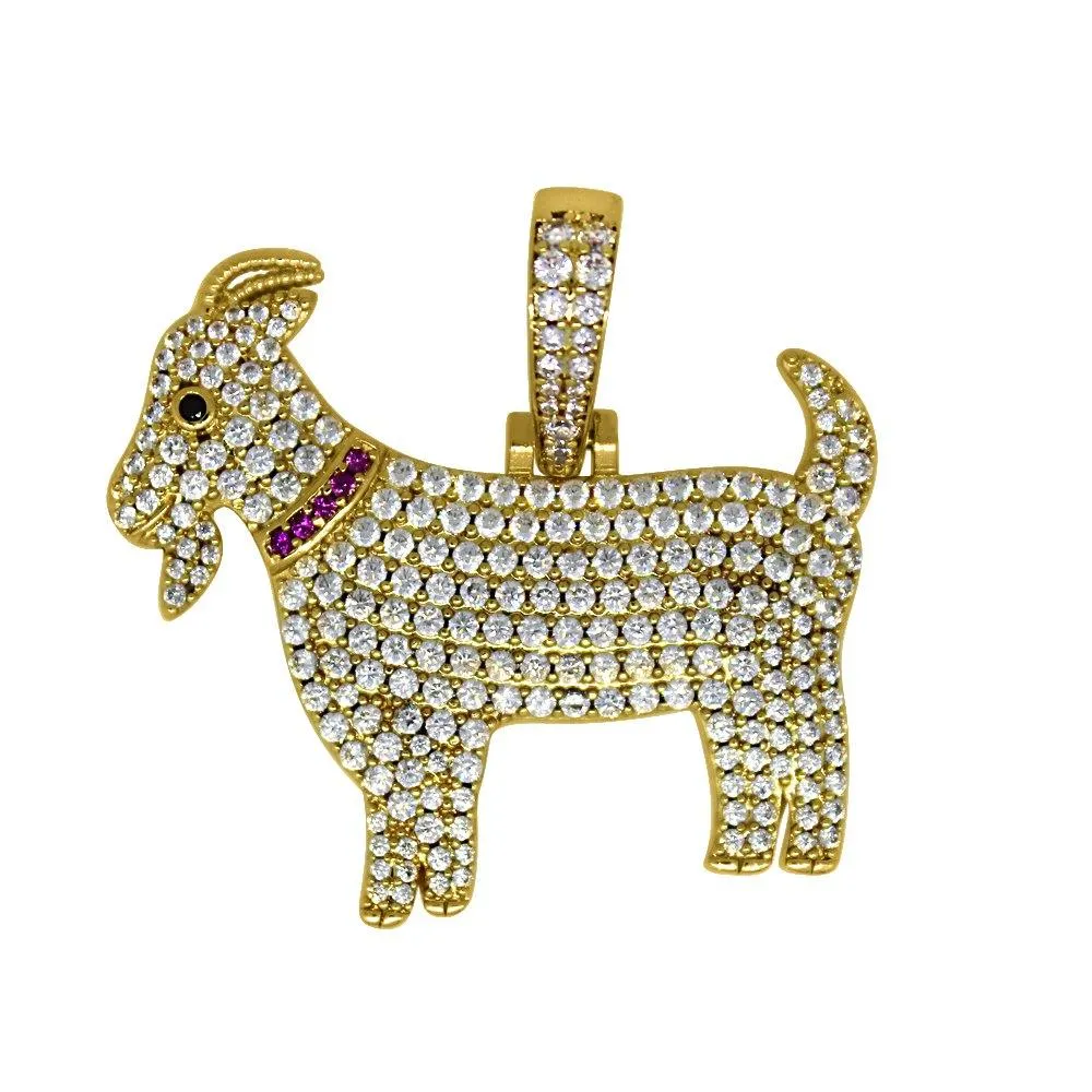 GOAT with Collar Gold Bling Bling Pendant