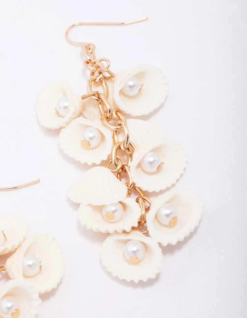 Gold Flowing Shell Drip Earrings