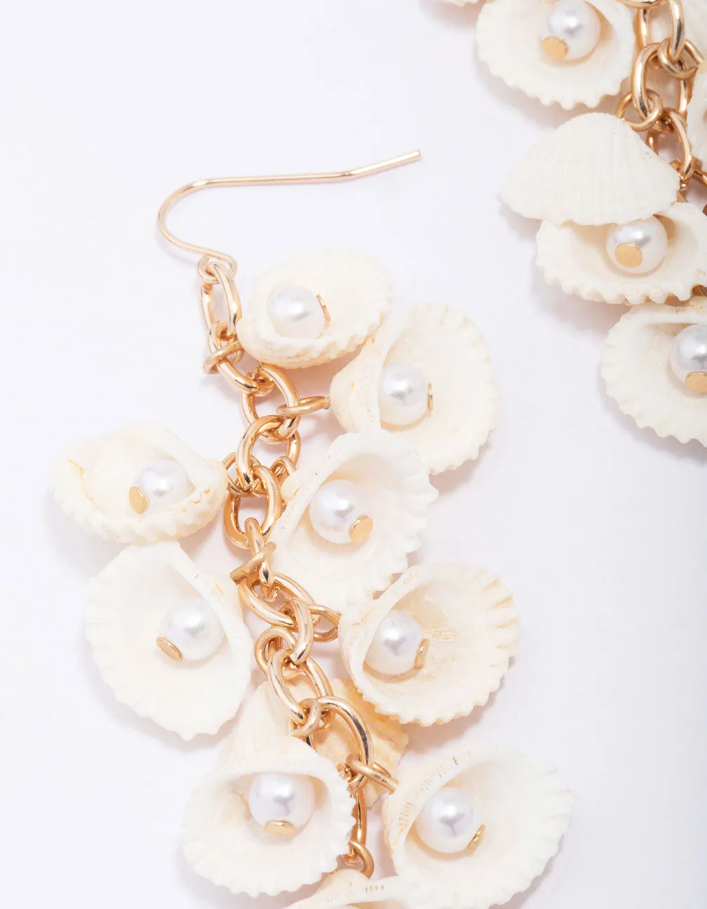 Gold Flowing Shell Drip Earrings