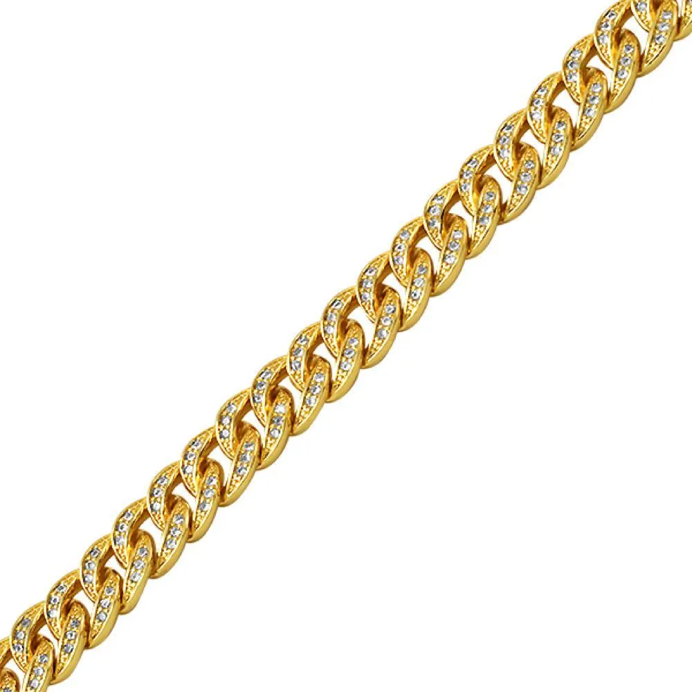 Gold Miami Cuban CZ Bling Bling Bracelet 8MM