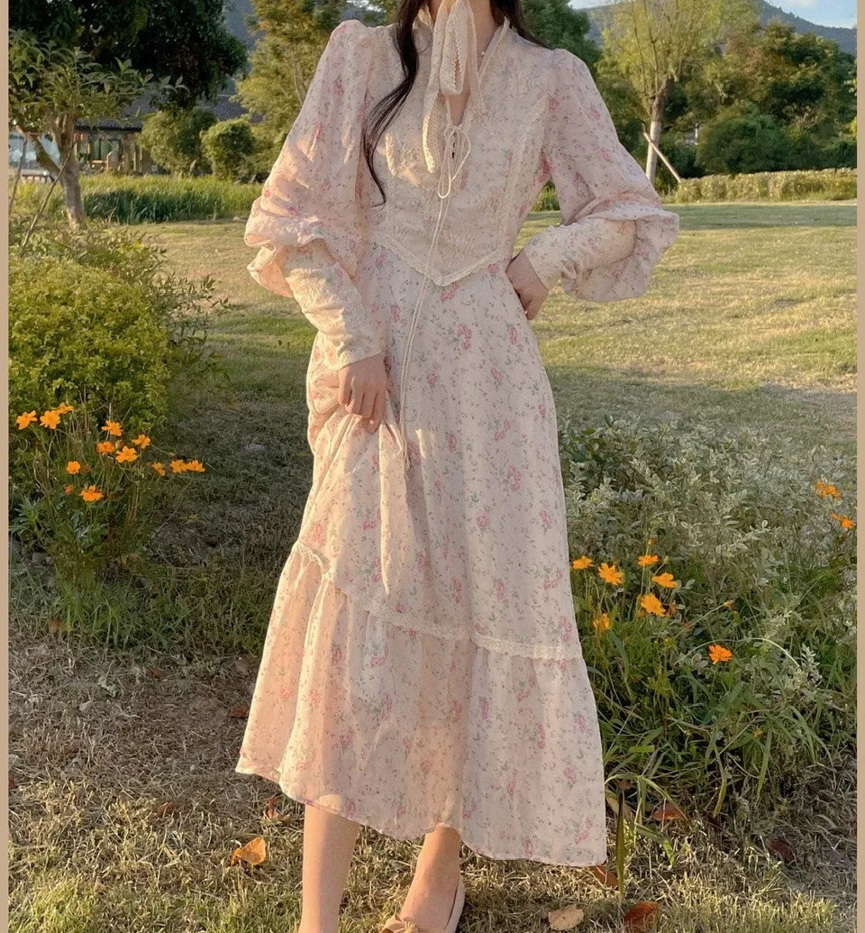 Gunne sax Replica 70s Floral Puff Sleeves Prairie Dress