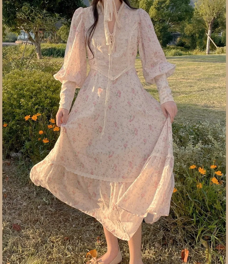 Gunne sax Replica 70s Floral Puff Sleeves Prairie Dress