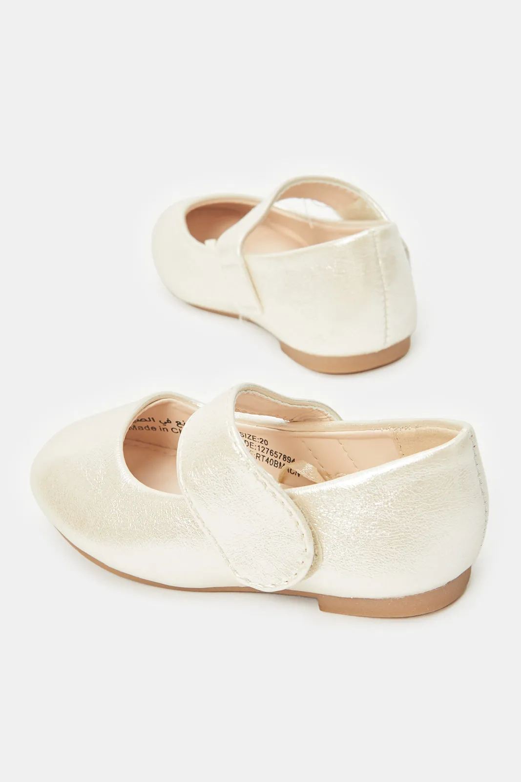 Infant Girls Ivory Strap Ballerina