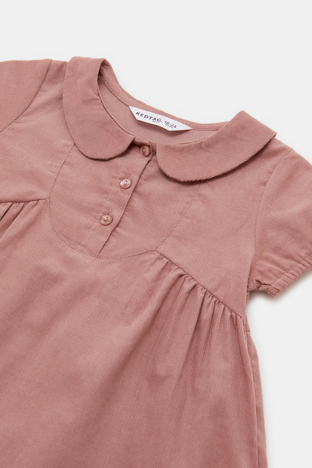 Infant Girls Pink Front Button Dress