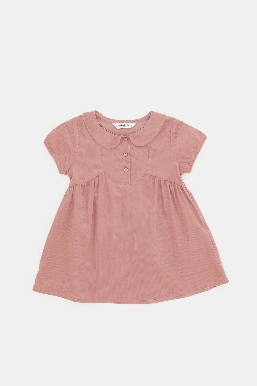 Infant Girls Pink Front Button Dress