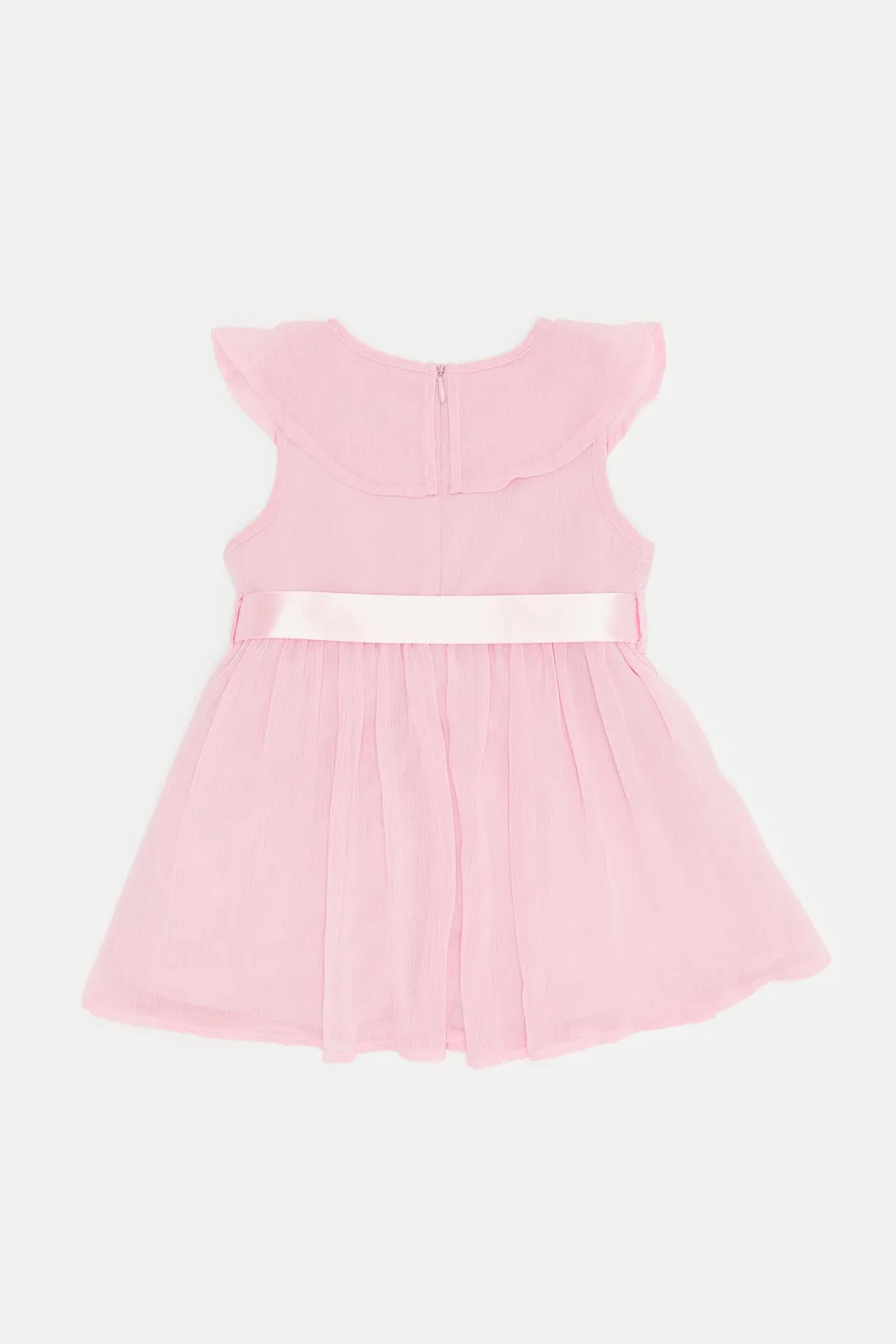 Infant Girls Pink Sequin Yoke Dress