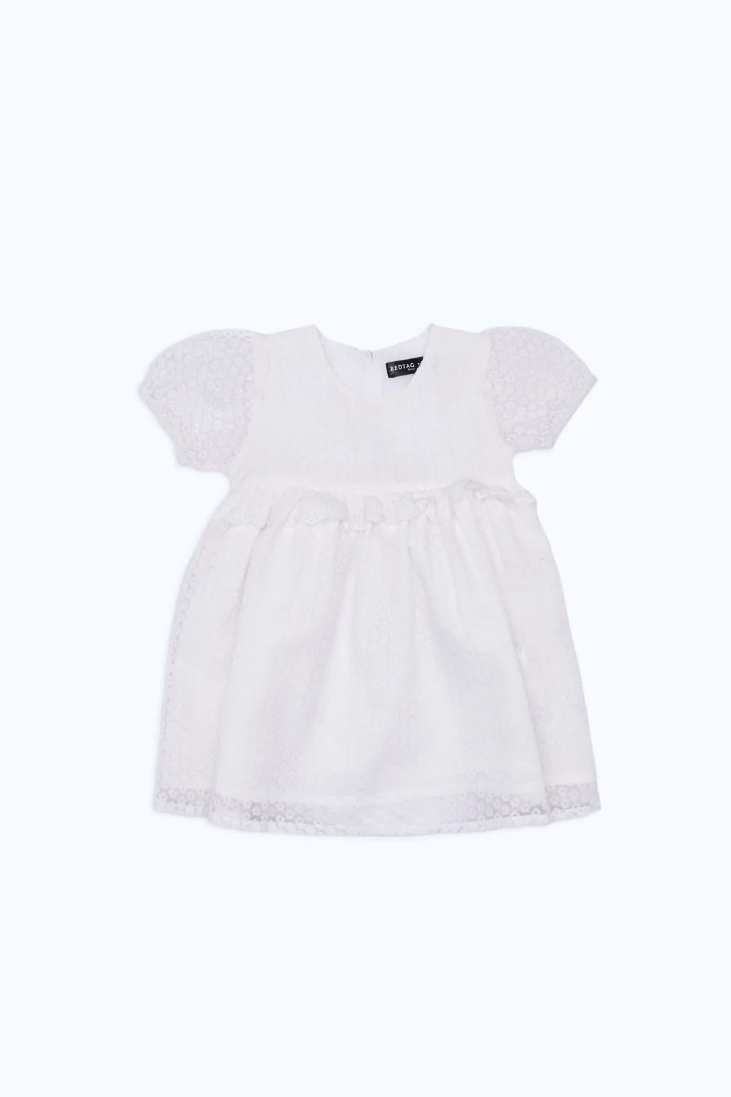 Infant Girls White All Over Floral Artwork Dress