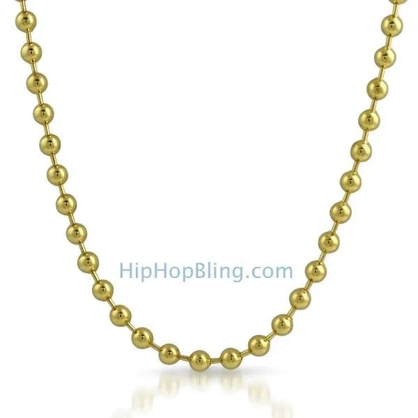 IP Gold Stainless Steel 6mm Bead Chain Necklace