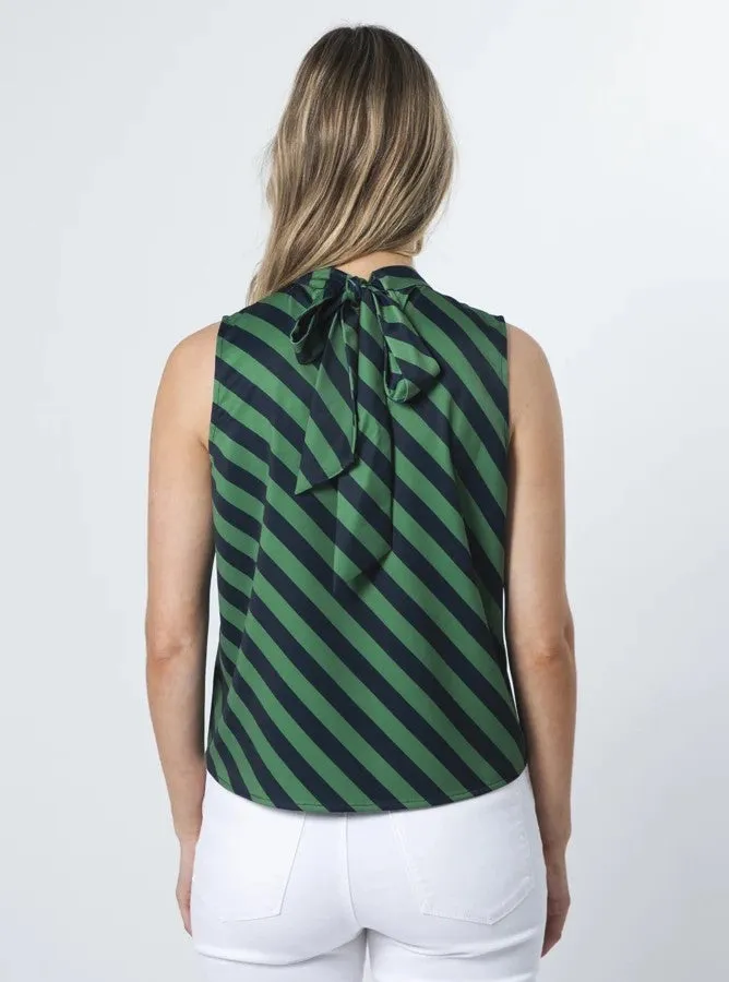 Jenna Top - Navy & Green Stripe