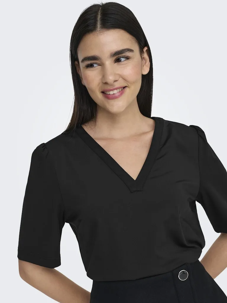 Lanie V-Neck Top - Black