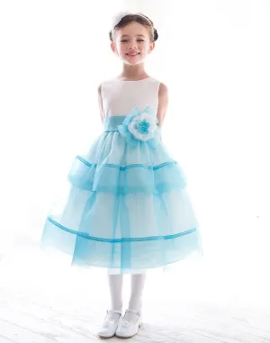 Layered Mirror Organza and Satin Dress- Lavender - Turquoise