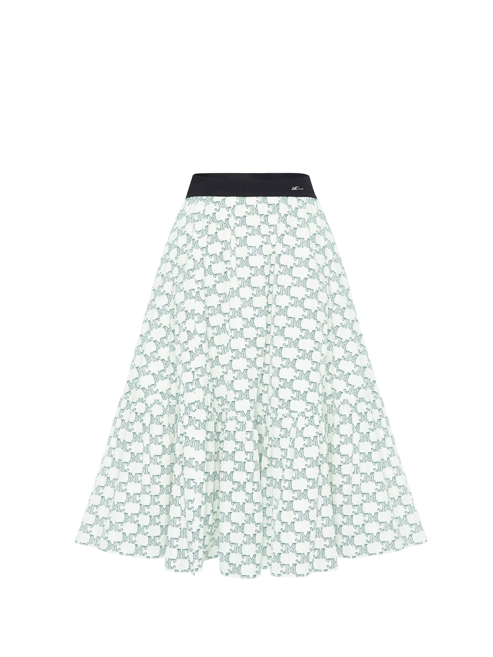 Logo Print Ruffle Midi Skirt