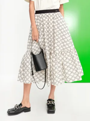 Logo Print Ruffle Midi Skirt