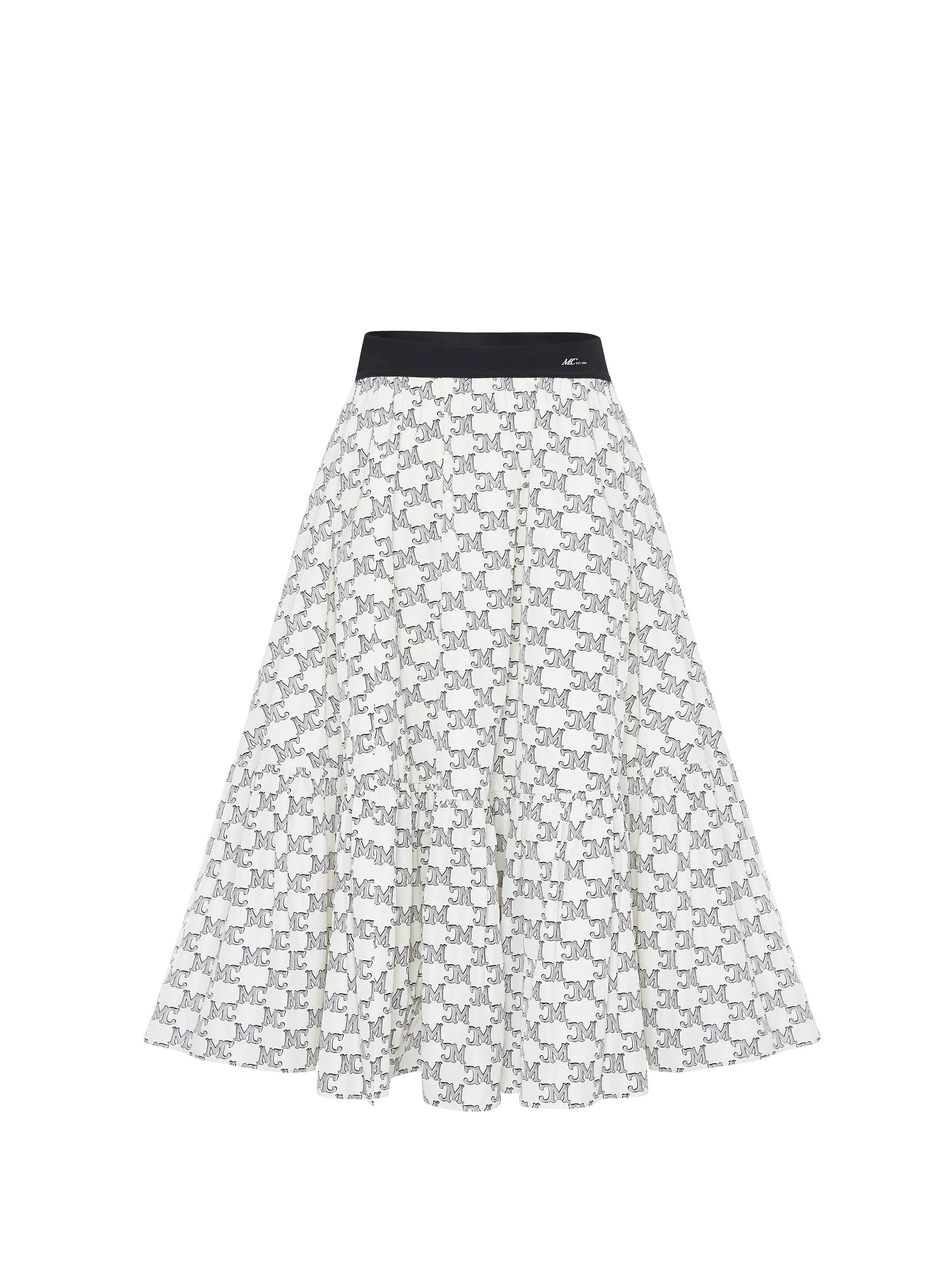 Logo Print Ruffle Midi Skirt