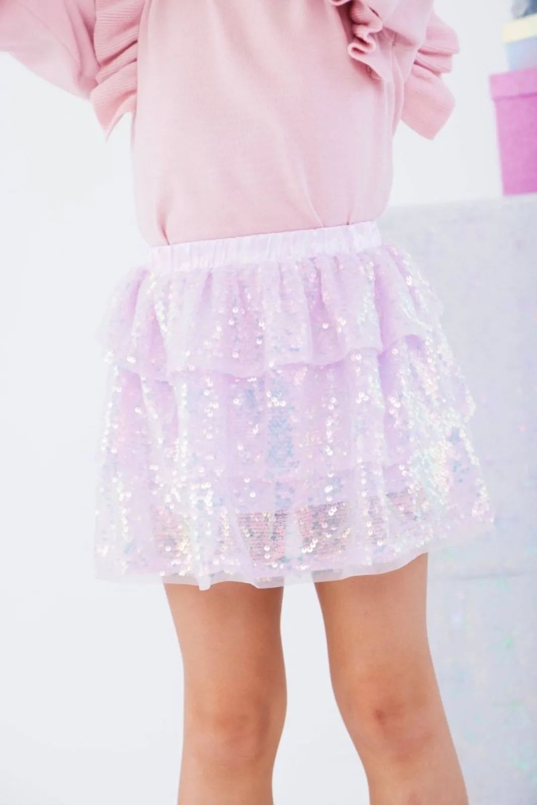 Lola and The Boys Iridescent Shimmer Sequin Skirt