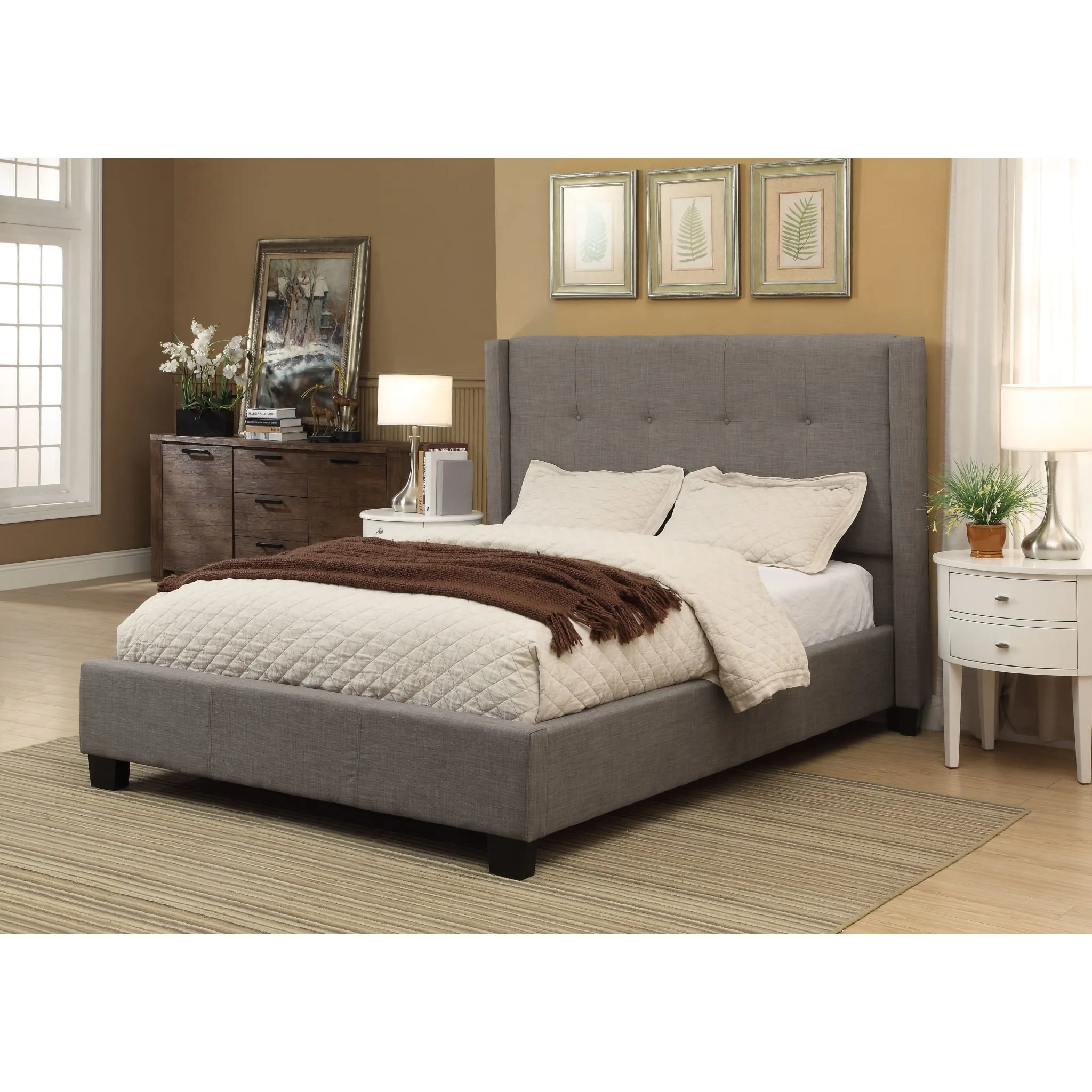 Madeleine Wingback Upholstered Platform Storage Bed