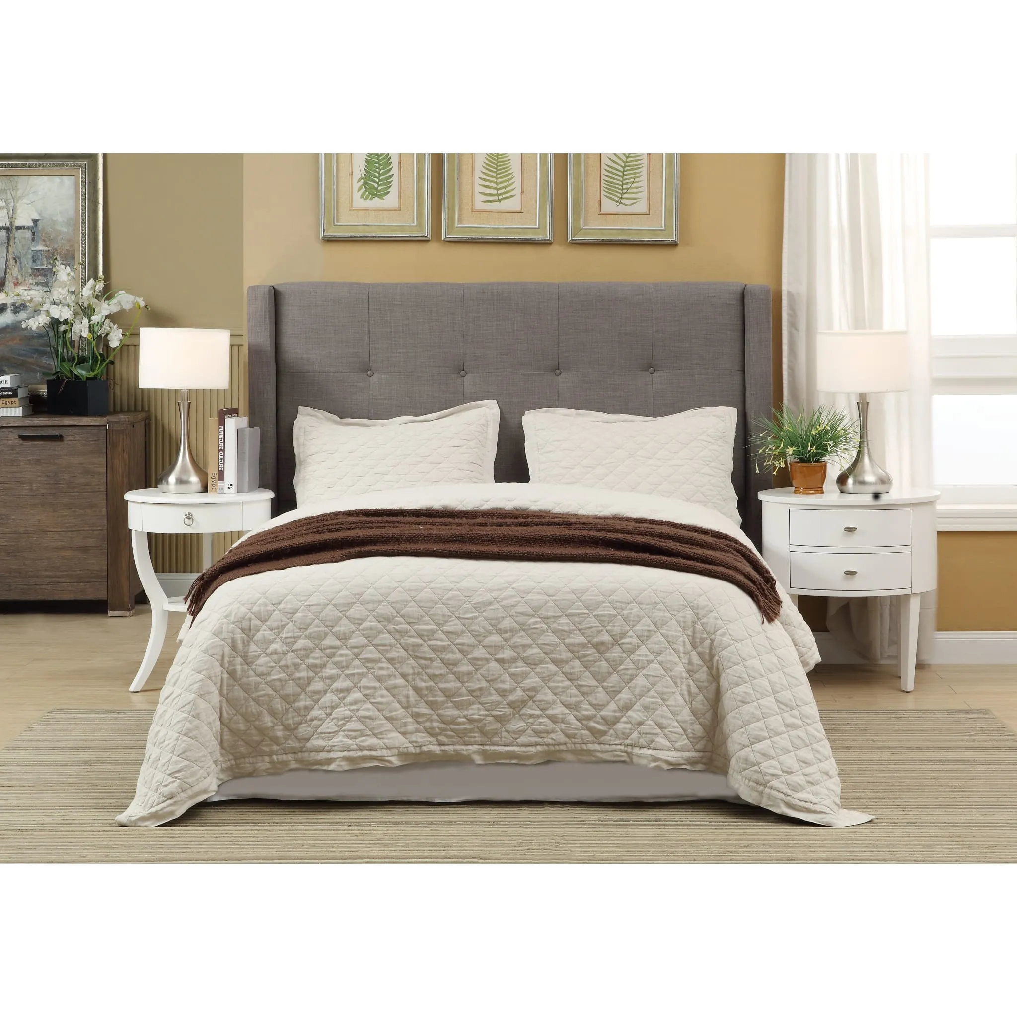 Madeleine Wingback Upholstered Platform Storage Bed