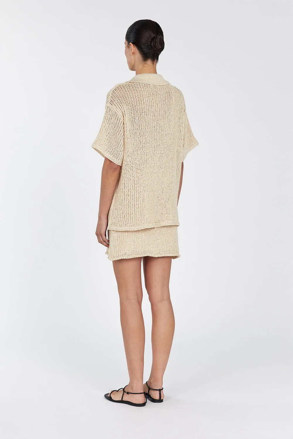 MARGOT WHEAT CROCHET MINI SKIRT