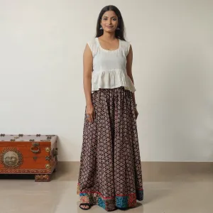 Multicolor - Bagru Block Printed 24 Kali Patchwork Cotton Long Skirt 24