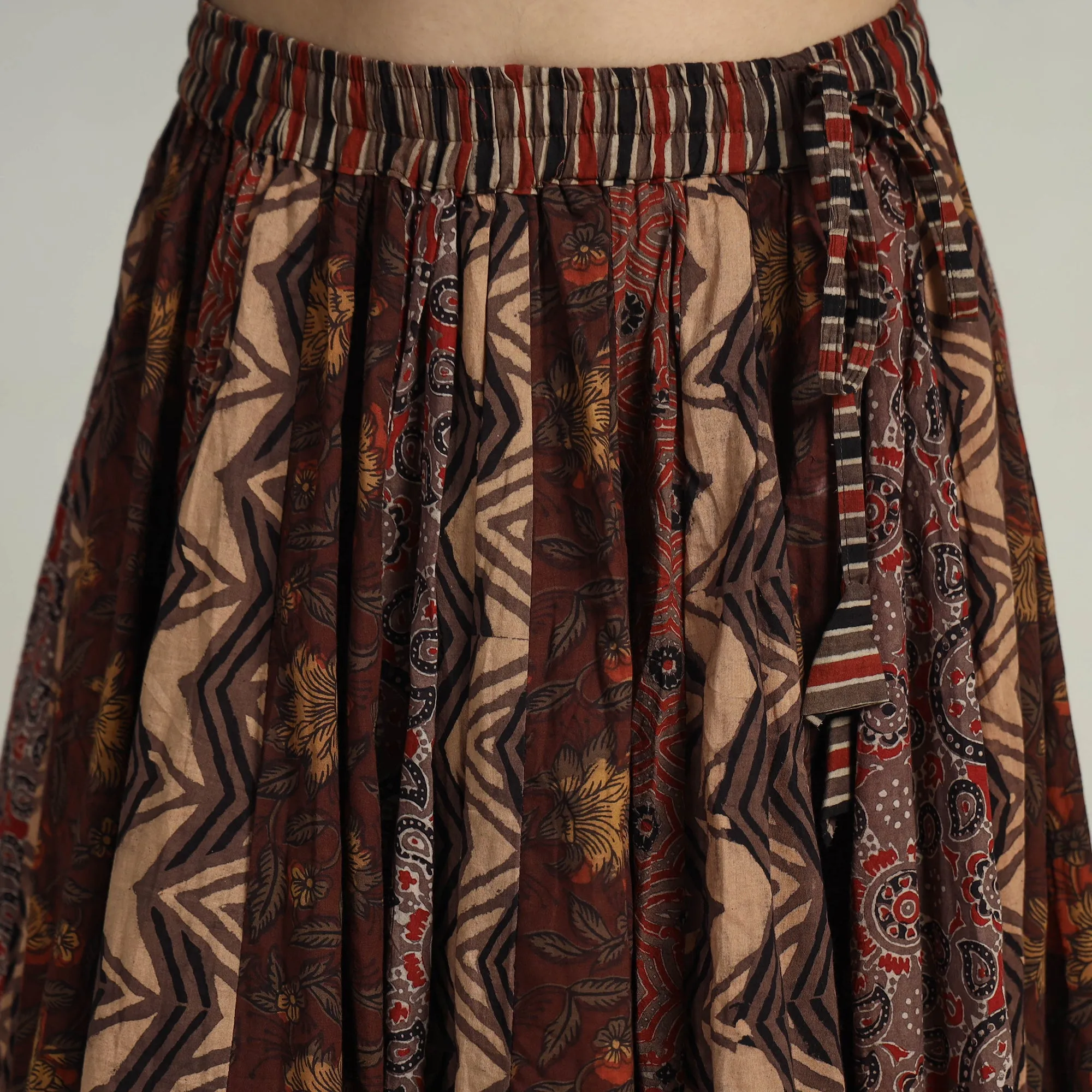 Multicolor - Kutch Block Printed 24 Kali Cotton Long Skirt 08