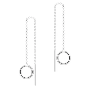 Open Circle Threader Chain Earrings