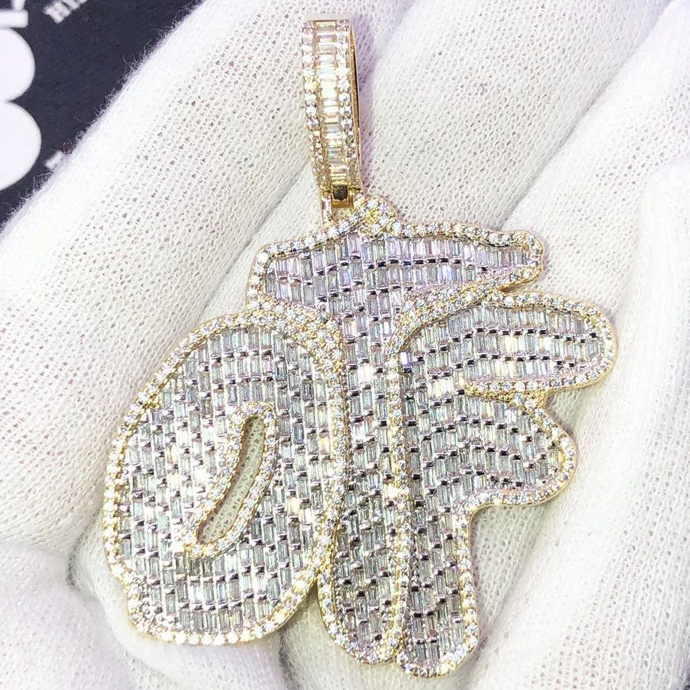 OTF Only The Fam Baguette VVS CZ Hip Hop Iced Out Pendant