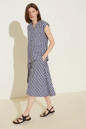 Oversized Gingham Top - Blu