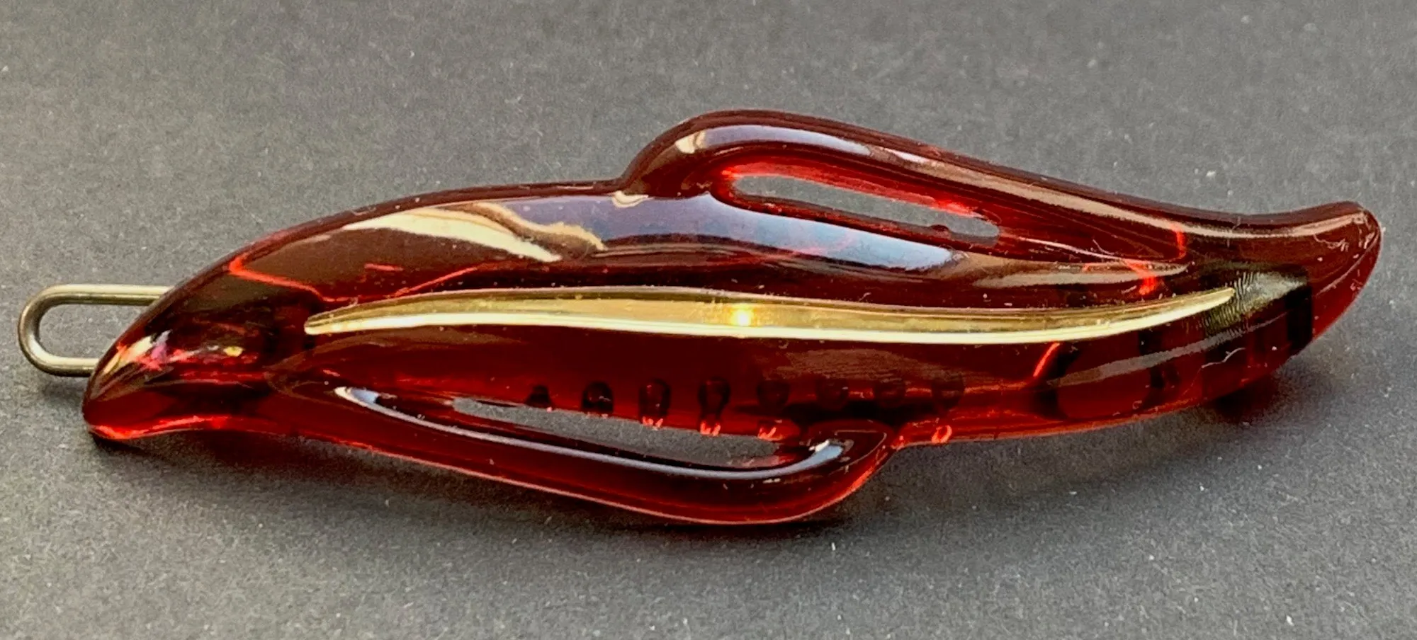 Pair of Sinuous Tortoiseshell and Gold 6cm 1950s Hair Clips.