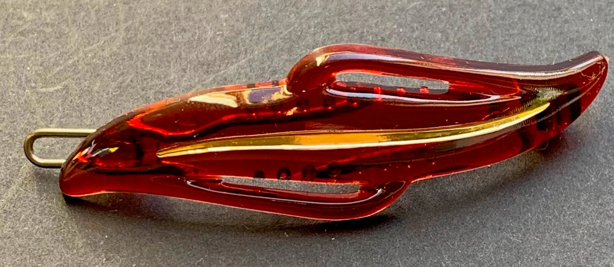 Pair of Sinuous Tortoiseshell and Gold 6cm 1950s Hair Clips.