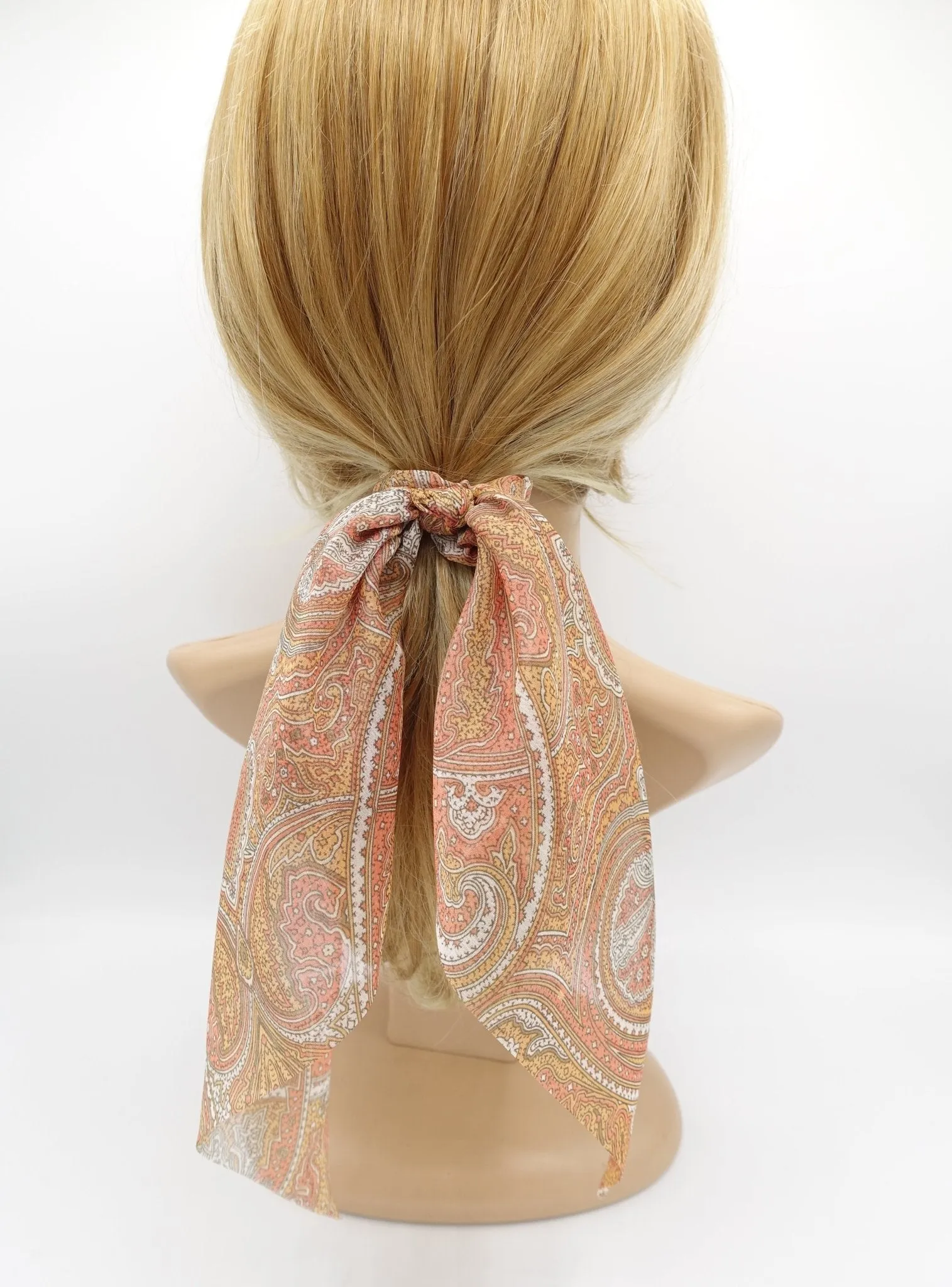 paisley print chiffon scrunchies wing knot hair elastic scrunchy