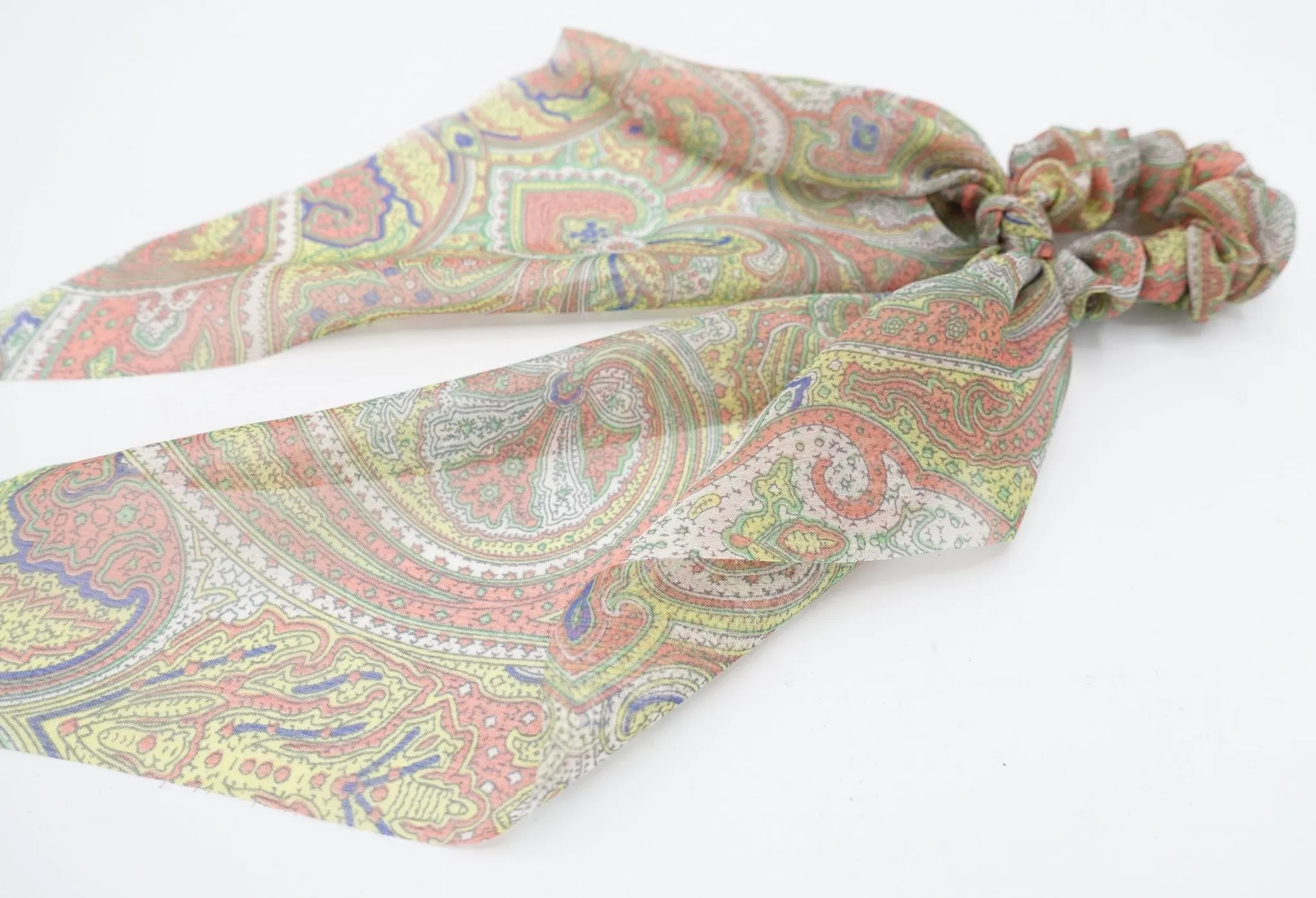 paisley print chiffon scrunchies wing knot hair elastic scrunchy