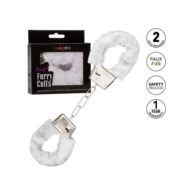 Playful White Furry Cuffs