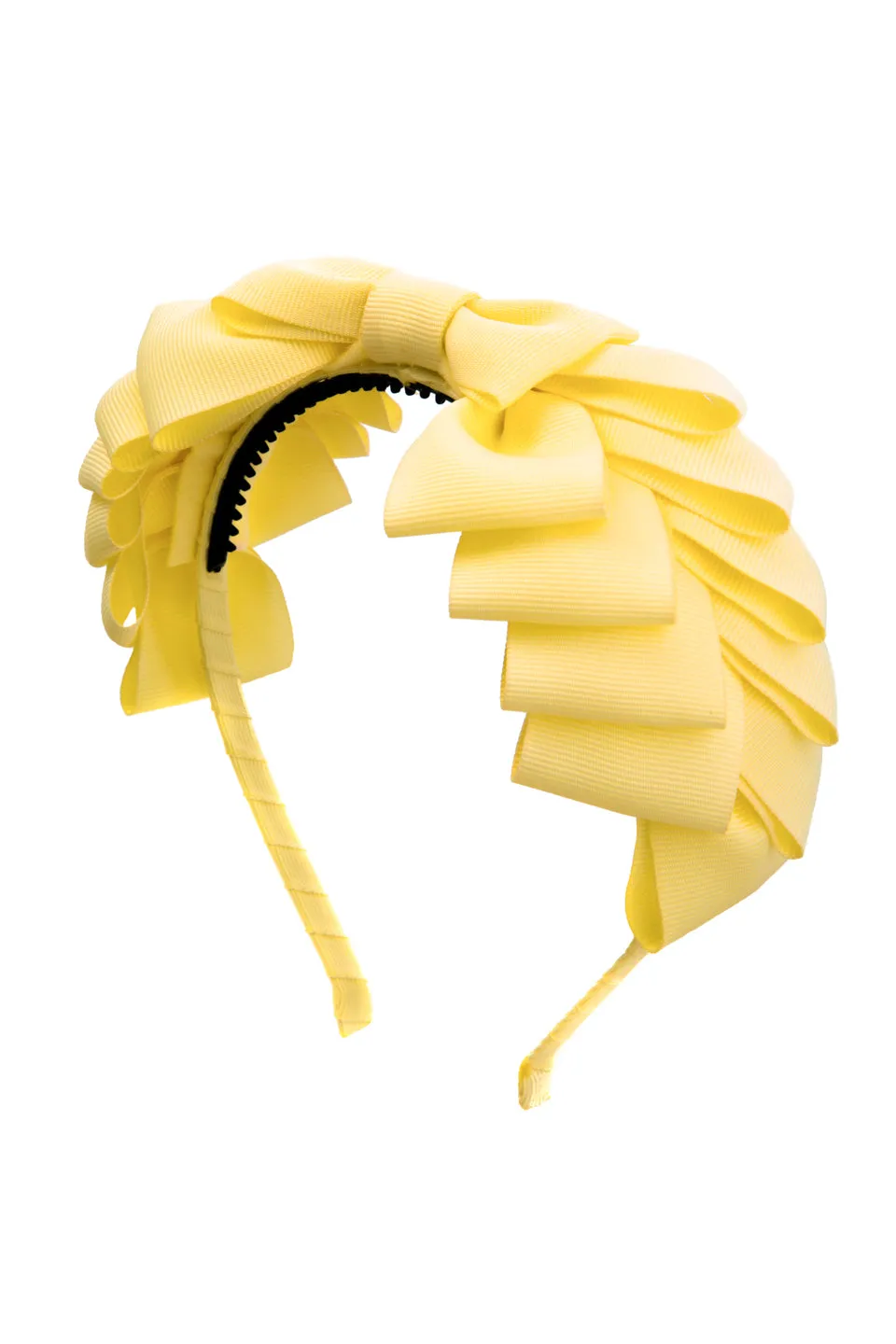 Pleated Ribbon Grosgrain Headband - Lemon