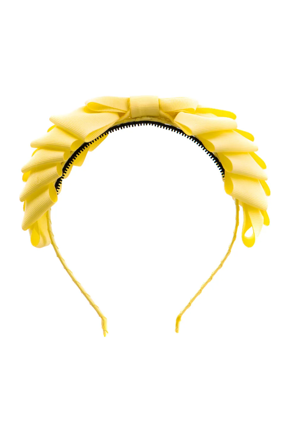 Pleated Ribbon Grosgrain Headband - Lemon