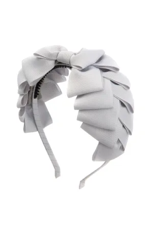 Pleated Ribbon Grosgrain Headband - Shell Grey