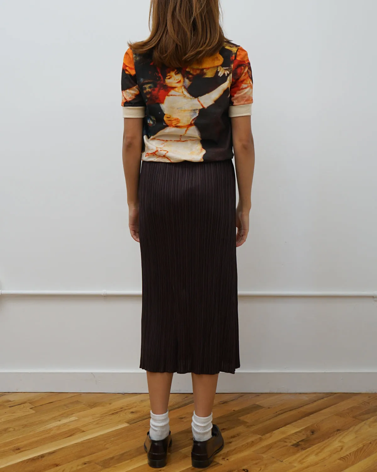 Pleats Please Brown Long Skirt