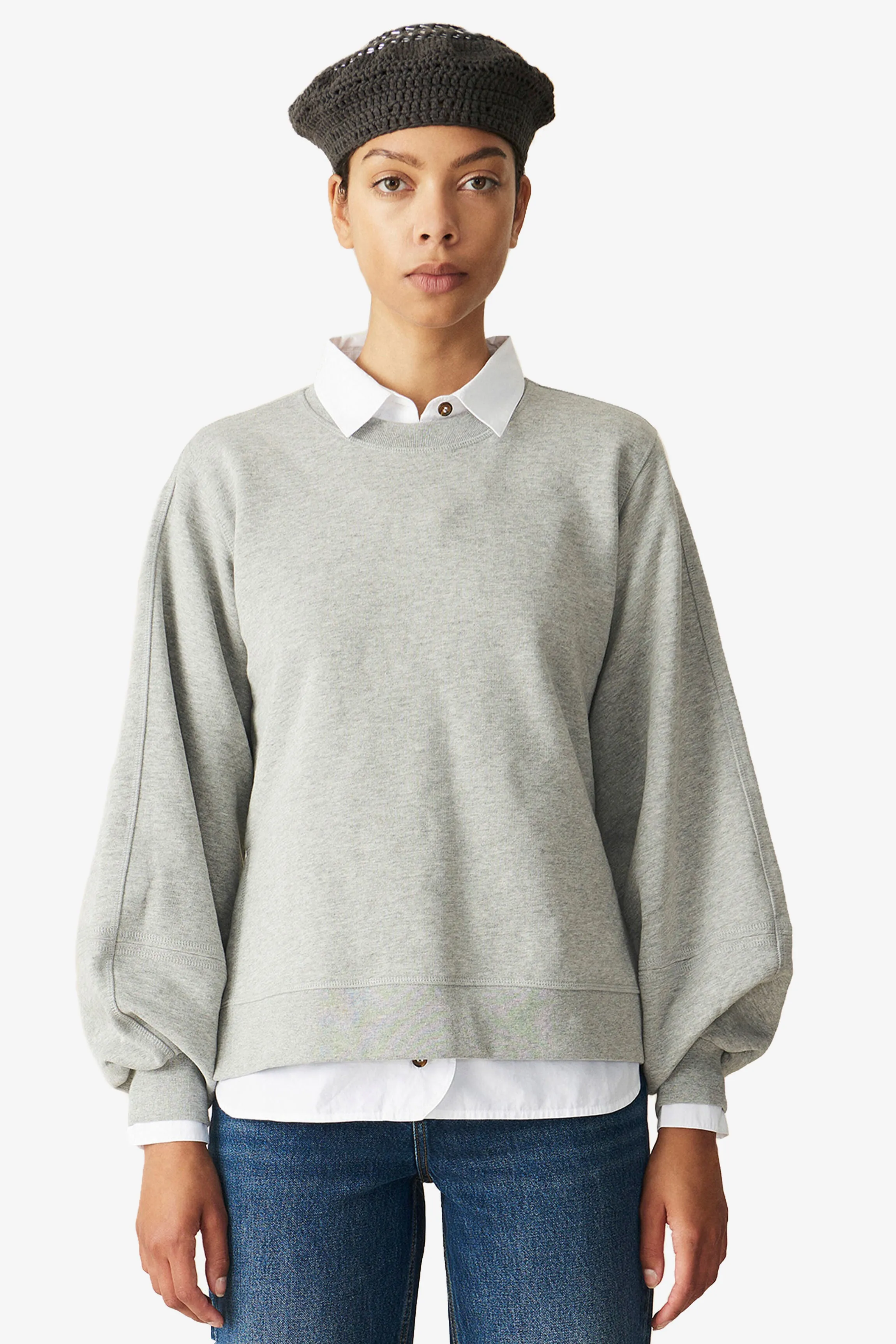 Puff Sleeve Sweatshirt - Grey