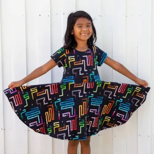 "Snake Byte" Arcade Game Super Twirler Dress with Pockets