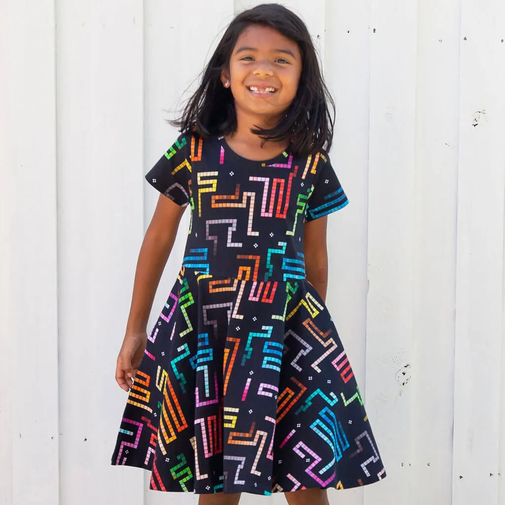 "Snake Byte" Arcade Game Super Twirler Dress with Pockets