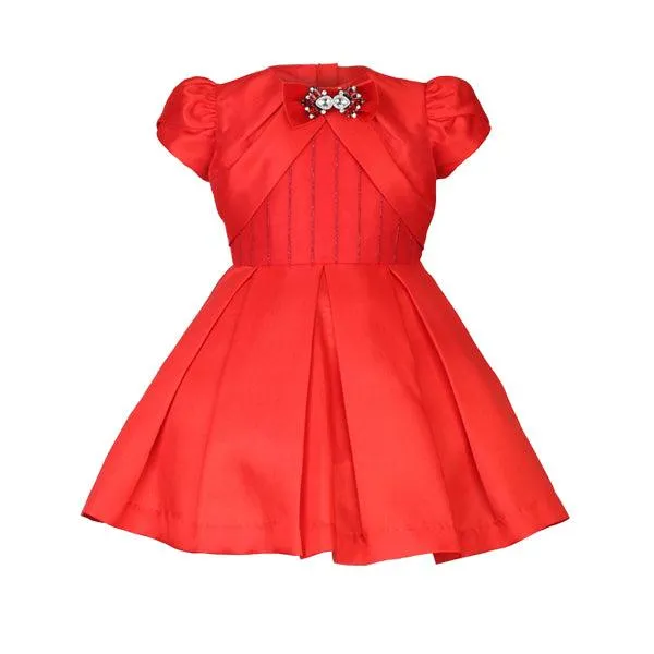 RED MIKADO SILK BALL DRESS