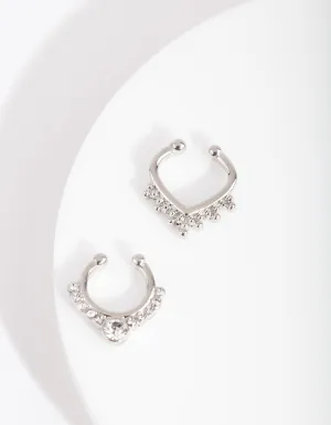 Rhodium Bohemian Diamante Septum Pack