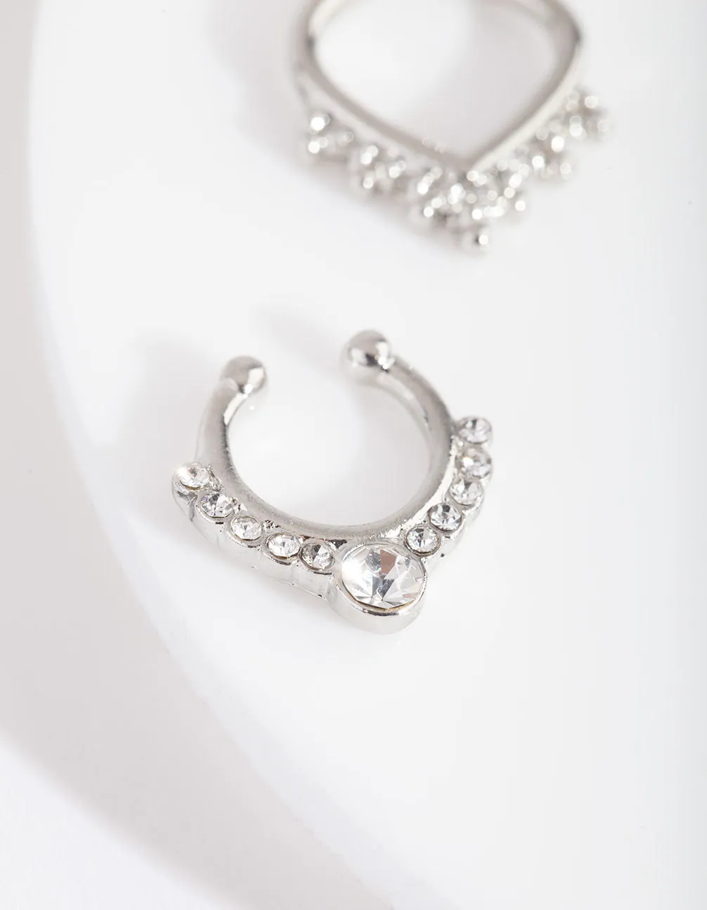 Rhodium Bohemian Diamante Septum Pack