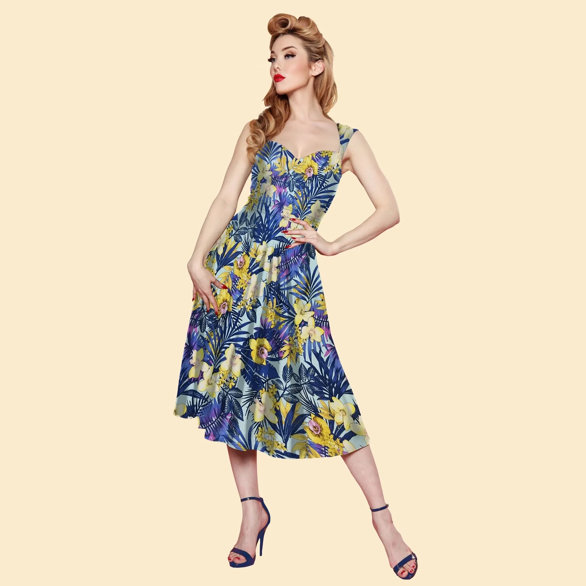 Roman Holiday Dress in Blue Paradise