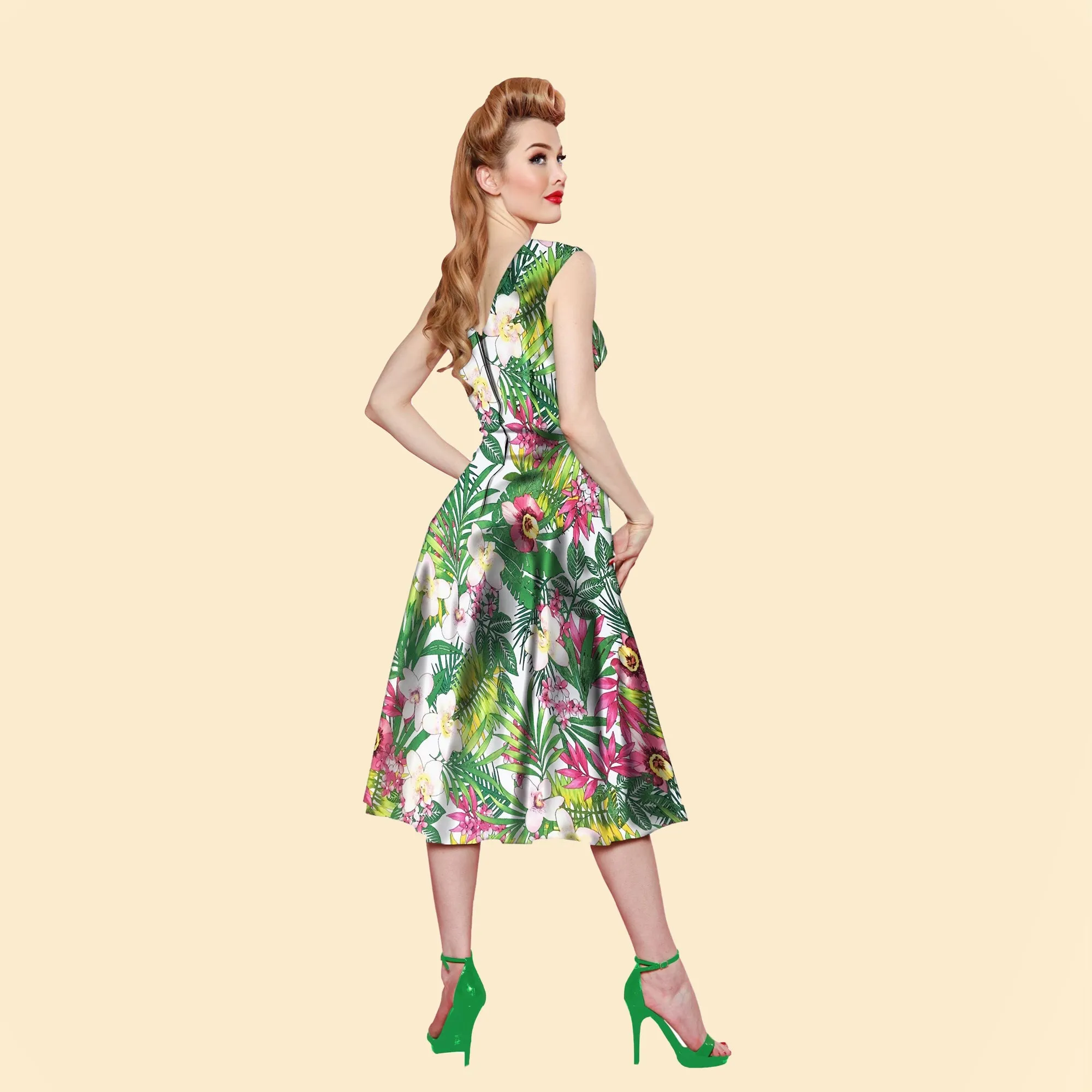 Roman Holiday Dress in Green Paradise